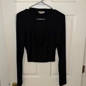 Princess Polly Elegant Black Keyhole Crop Top